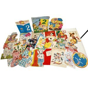 Vintage 24 little girl birthday card lot 1 2 years old 1951 Kathie used die cut